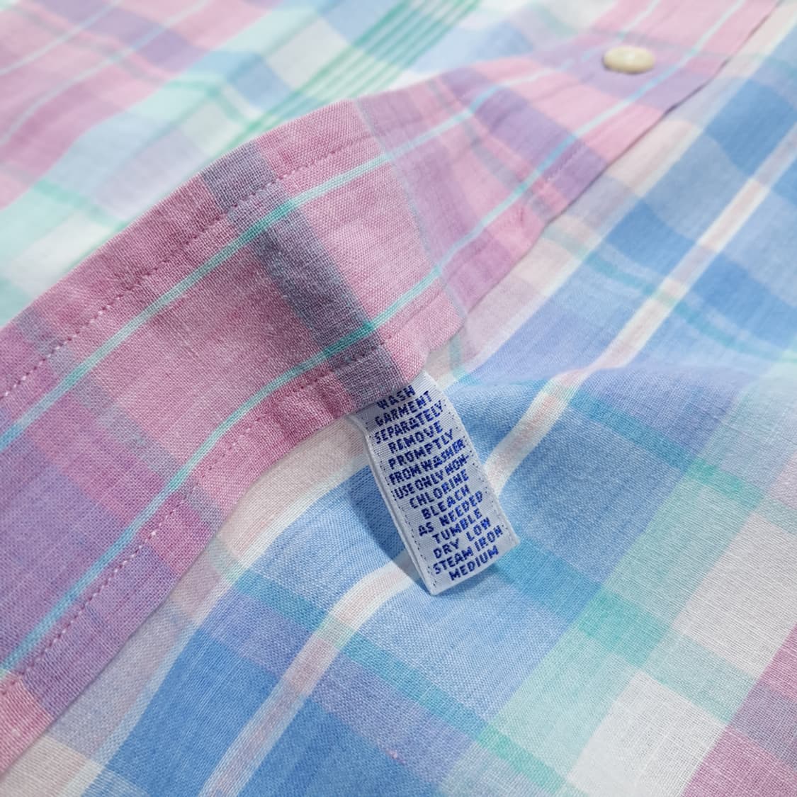 CL619 XL 폴로 80s 싱가포르판 마드라스 체크 파스텔 셔츠 남방 상품이미지5