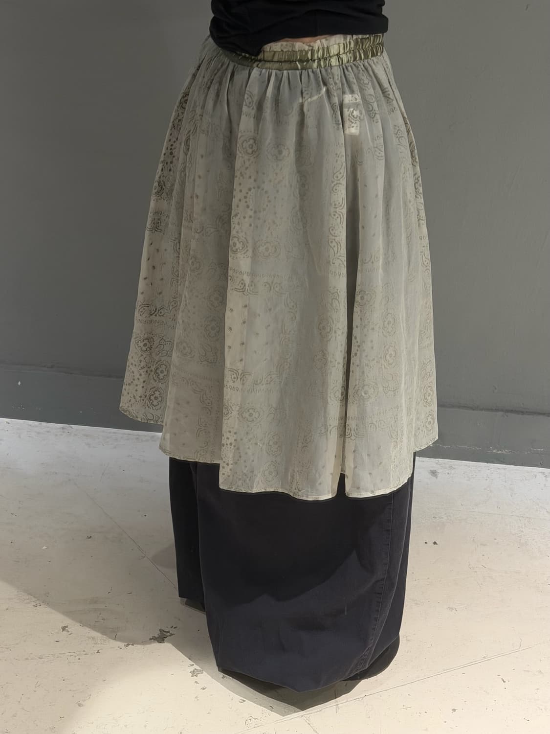 paisley pattern layered skirt  상품이미지3