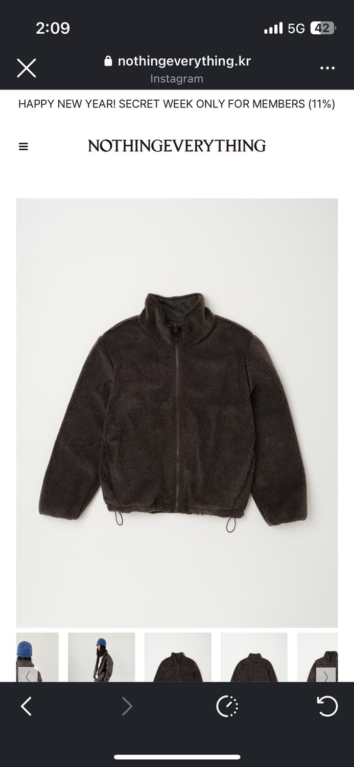 [오늘까지판매]낫띵에브리띵 리버시블 플리스 자켓 브라운 상품이미지5