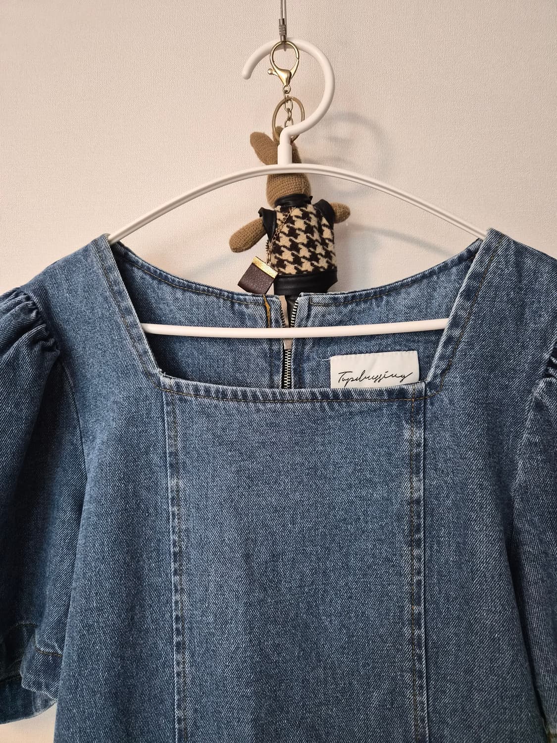 [미니멀/페미닌] 스퀘어넥 퍼프소매 데님 롱 원피스 상품이미지4