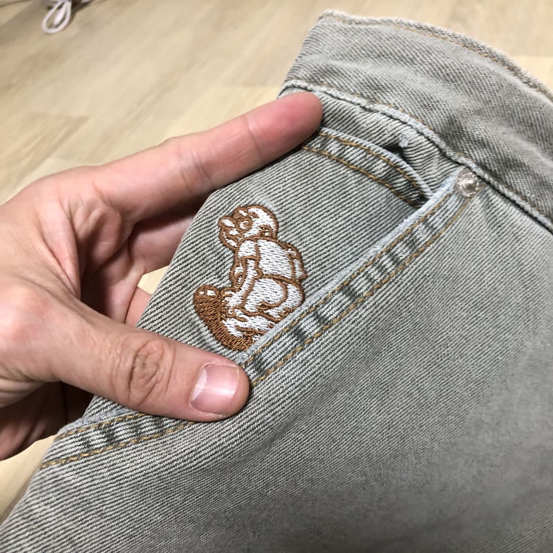 (L) 새상품 위캔더스 WKNDRS DRAGGY 워크 카펜터 팬츠 올리브 상품이미지3