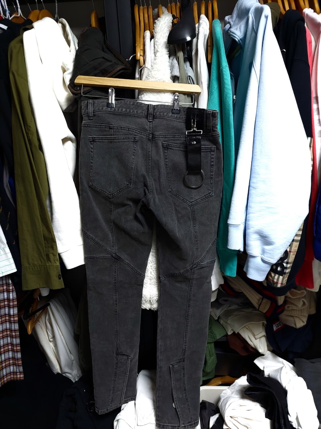 우영미 바이커진 블랙 워싱 데님 46 상품이미지6