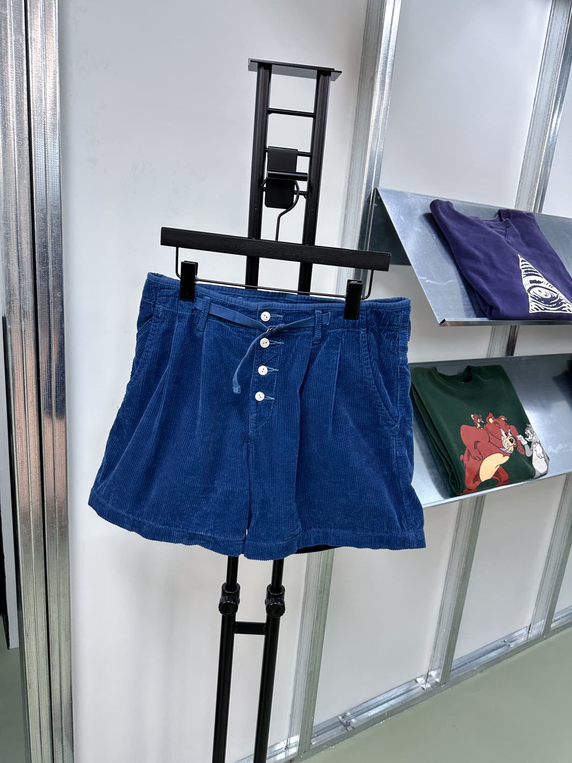 corduroy blue belt shorts 상품이미지2