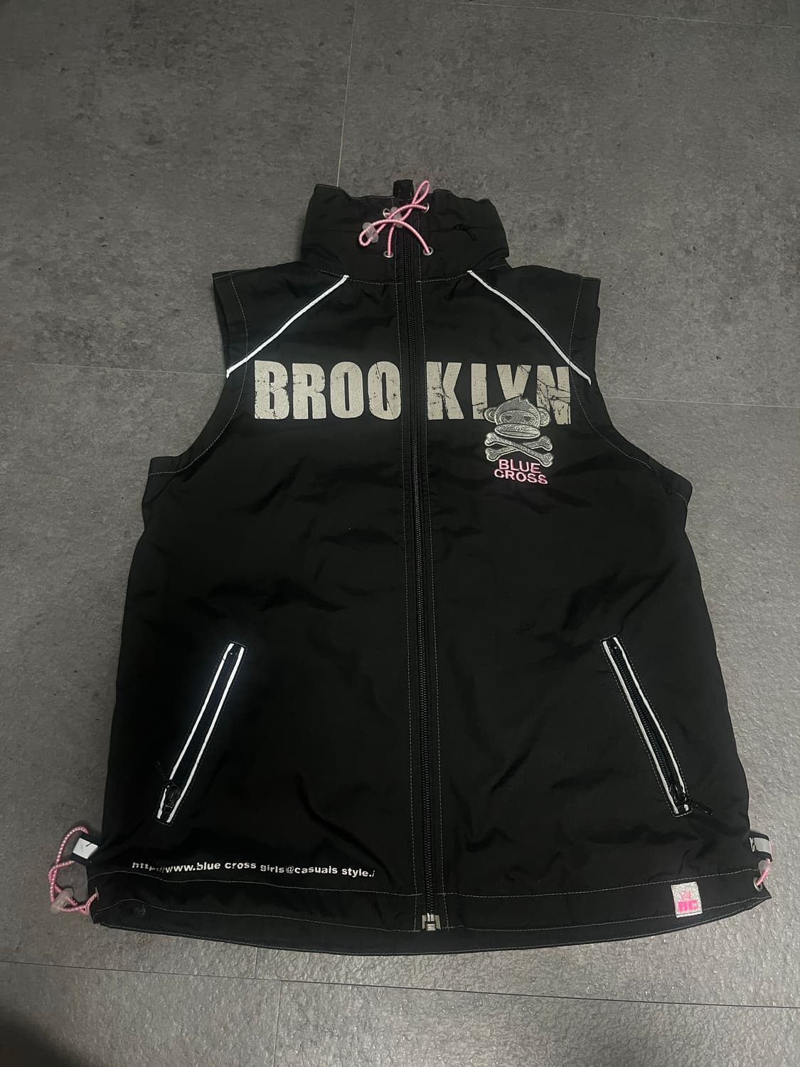 Blue cross 펑크 y2k 블랙 베스트집업 조끼 상품이미지1