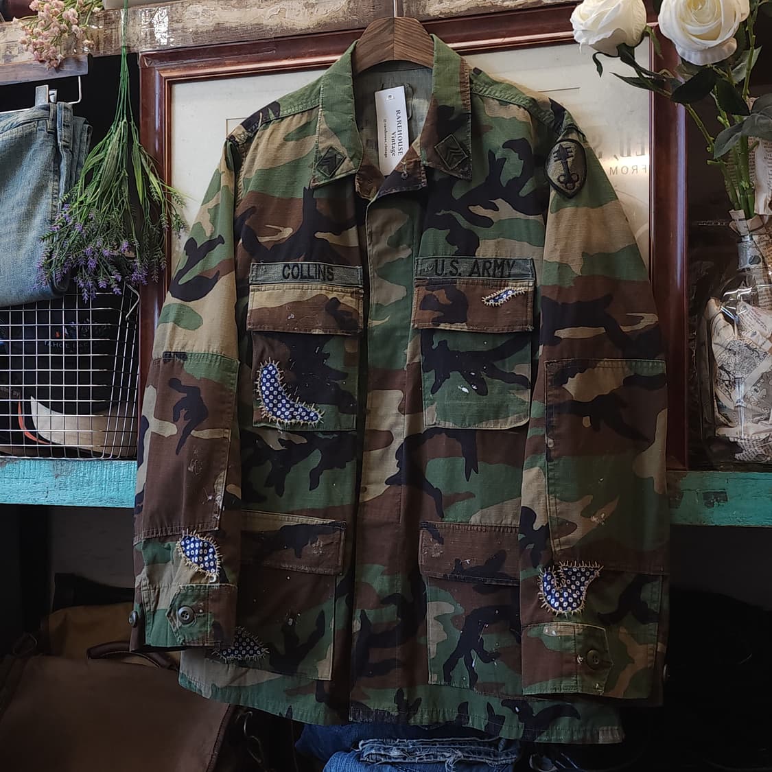 90s 미군 우드랜드 카모셔츠 BDU 미디움 레귤러 커스텀 상품이미지2