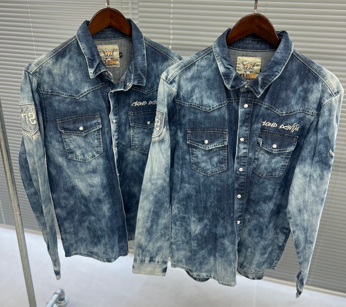 윙 자수 워싱청 남방 상품이미지3