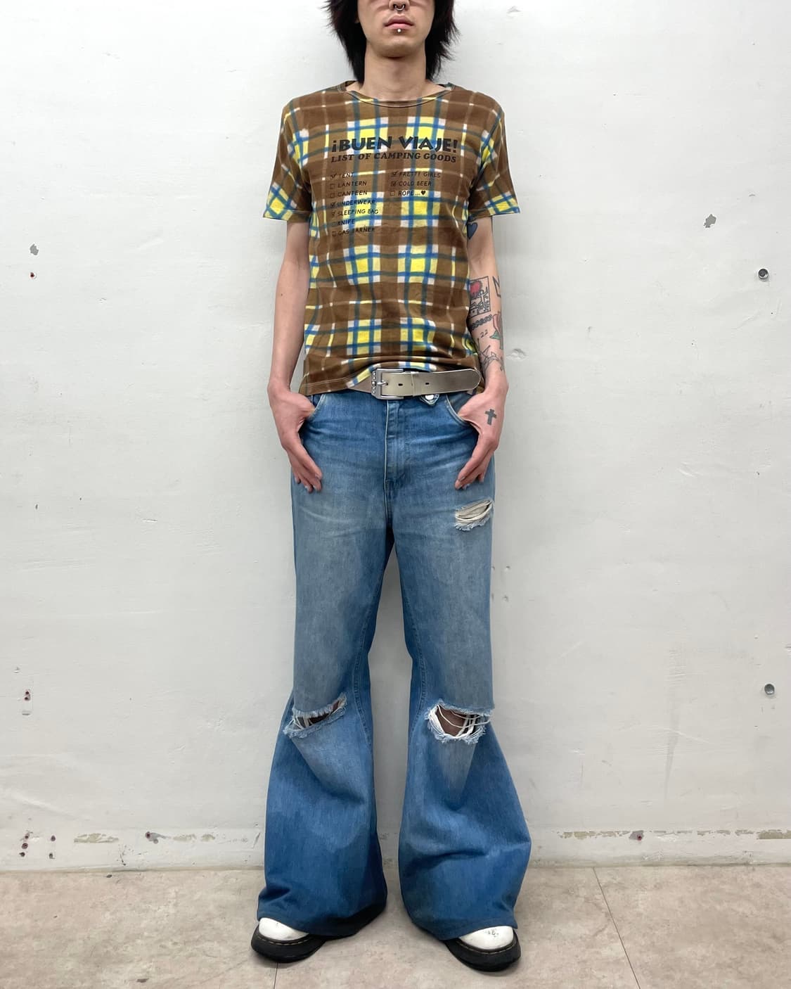 Brown and Yellow Checkered T-shirt  상품이미지4