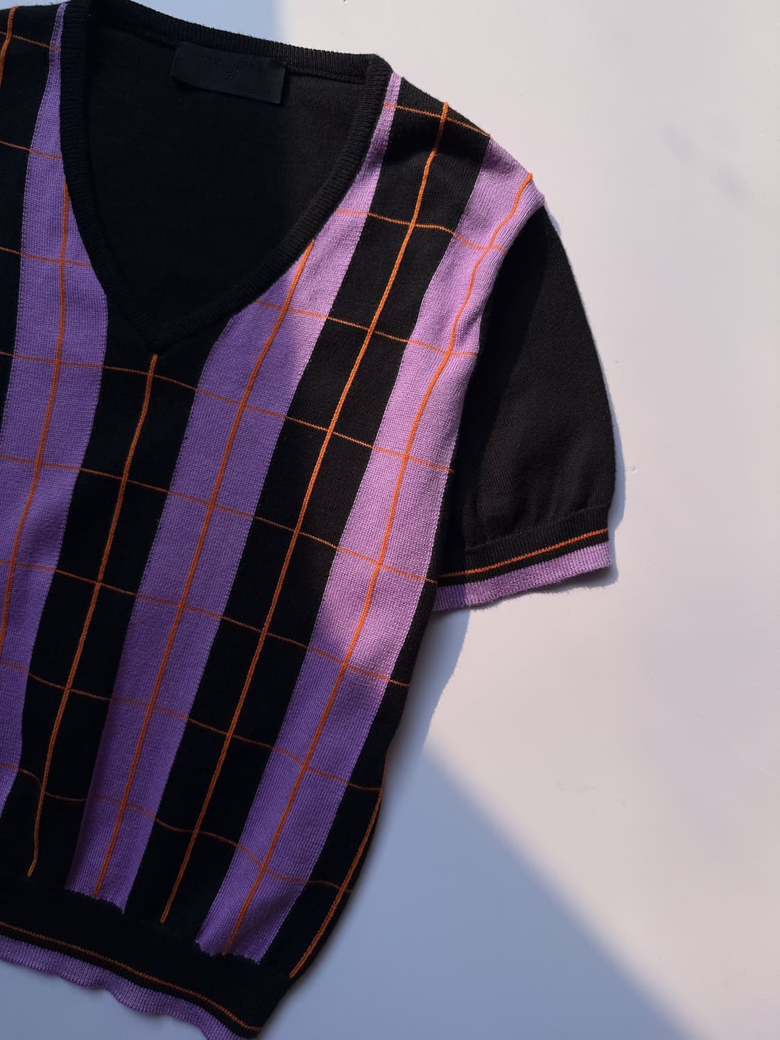 Striped Check V-neck Knit 0229 상품이미지4