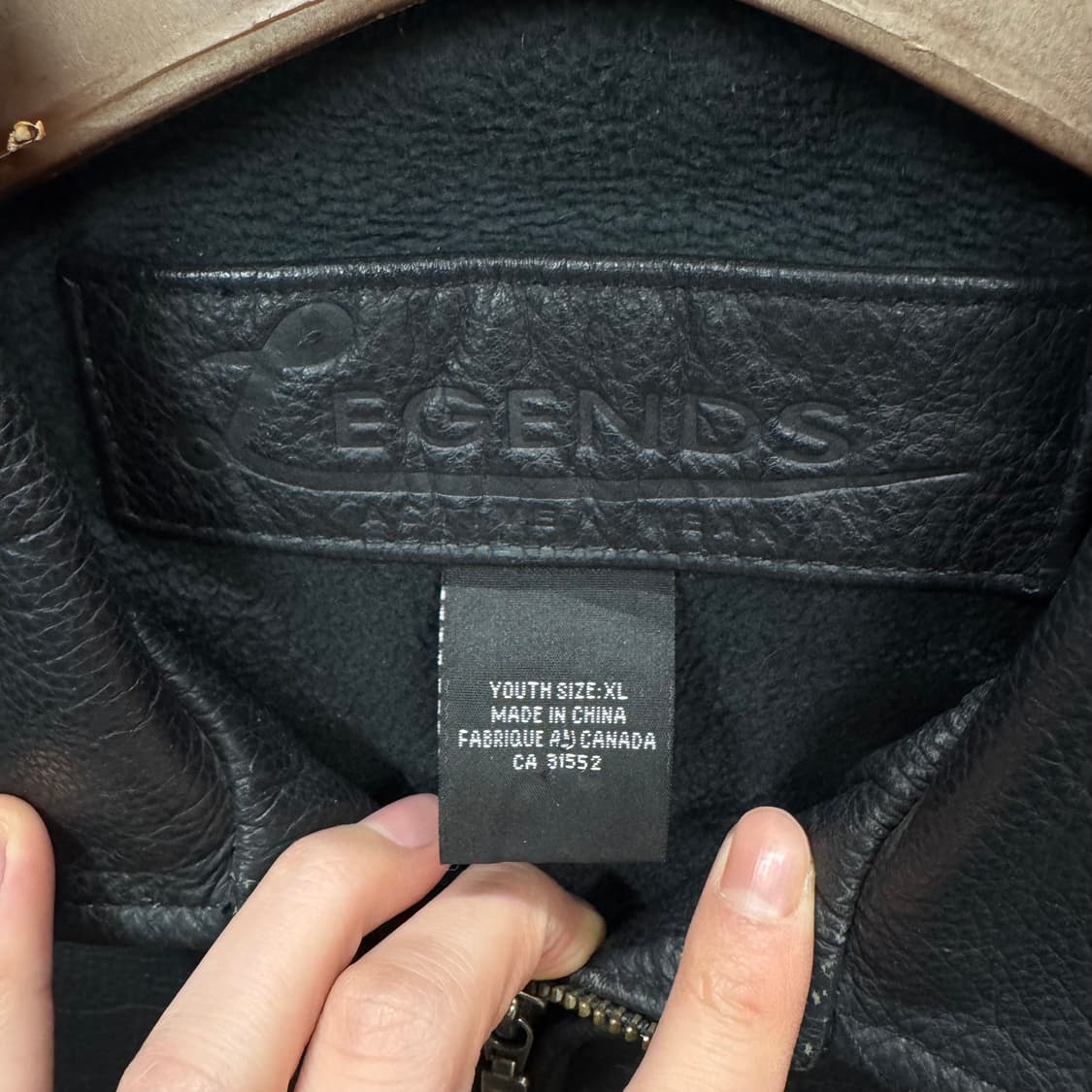 USA VINTAGE 레더 팀 자켓 사이드 자수 레터링 포인트 블랙 상품이미지8