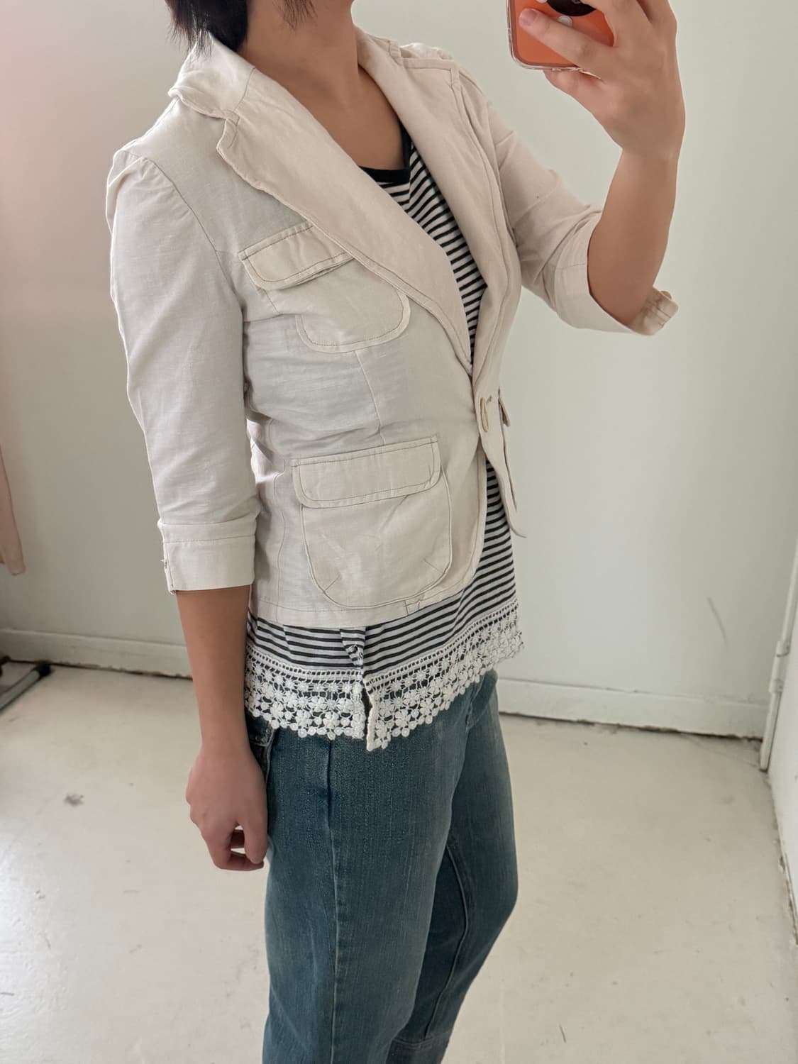 일본빈티지 크림 포켓 숏자켓  상품이미지4