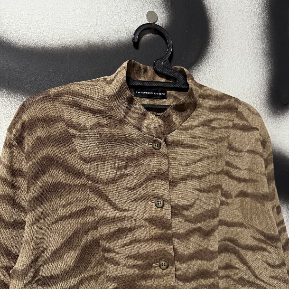 VTG 빈티지 지브라 애니멀 패턴 차이나 카라 롱 셔츠 상품이미지3