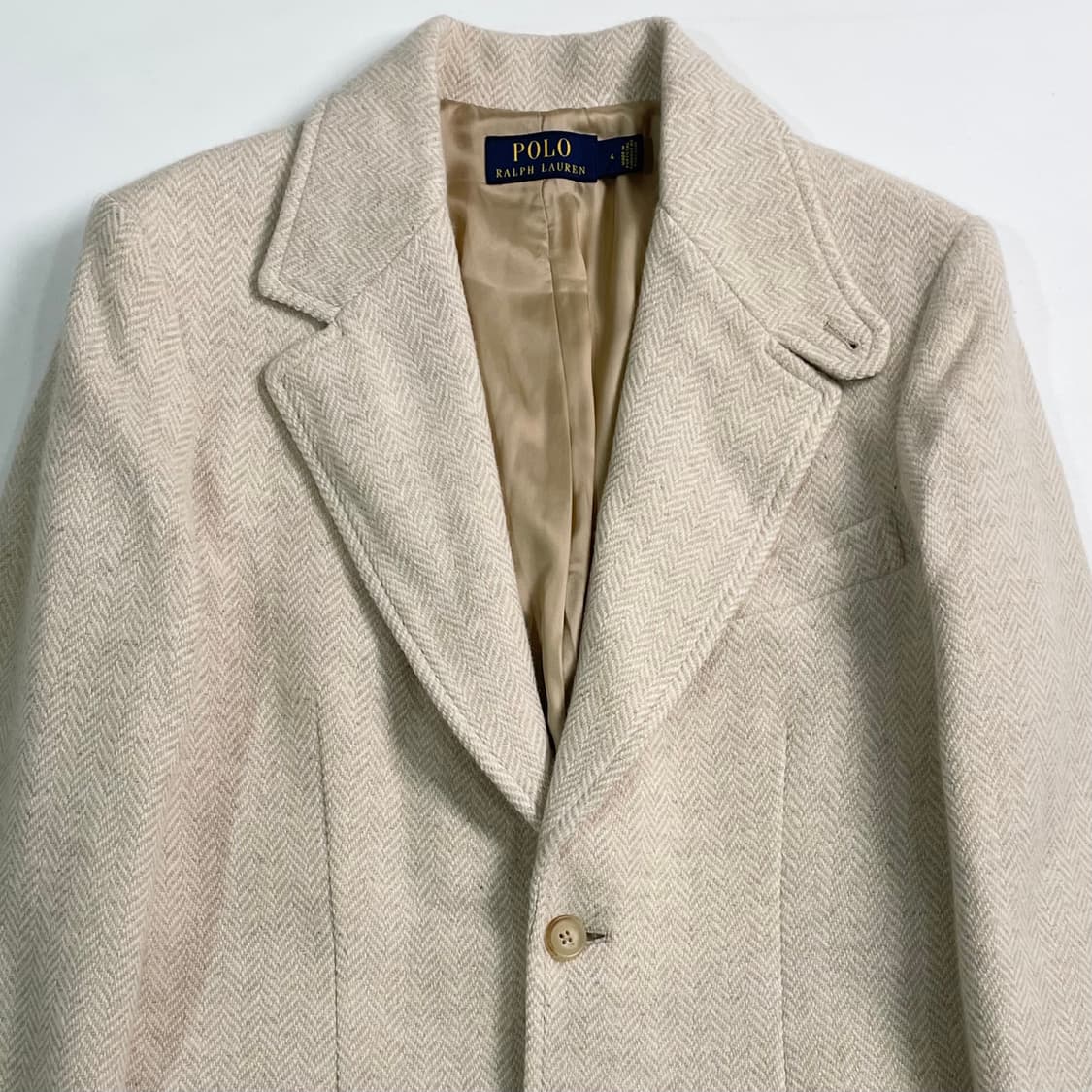 폴로 랄프로렌 우먼스 아이보리 헤링본 울 코트 상품이미지2