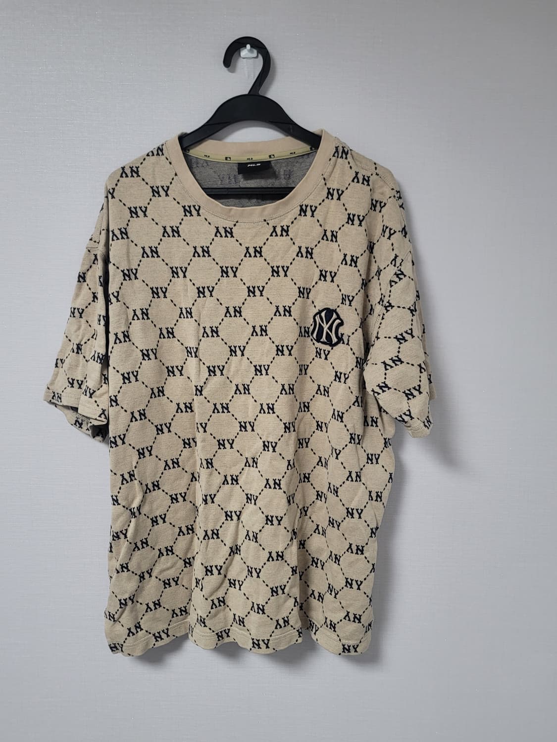 Mlb 2XL 다이아 모노그램 반팔 티셔츠 NY (Beige) 상품이미지1