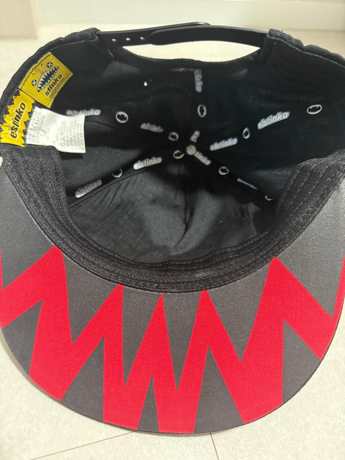 엘스팅코 캡모자 레드 타탄체크 펑크 빈티지 뼈다귀 상품이미지3