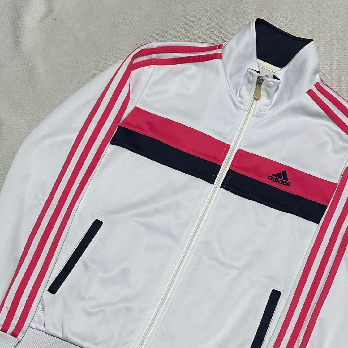 90 아디다스 여성용 화이트 핑크 트랙탑 상품이미지1