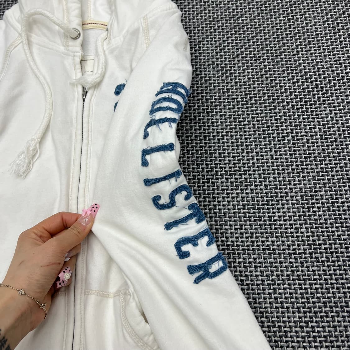 착샷O 홀리스터 화이트블루 암레터링 후드집업 상품이미지5