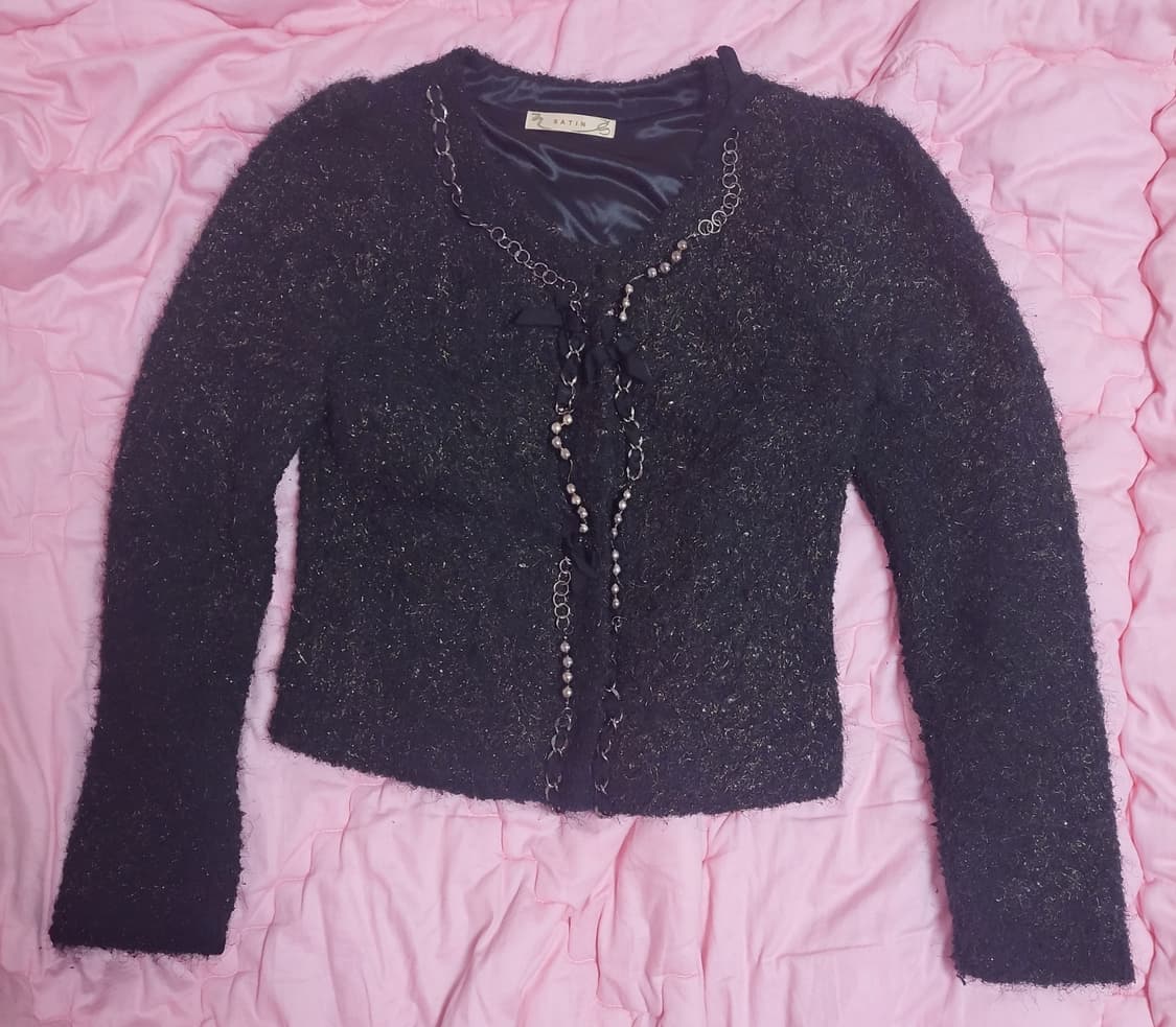 급처상태좋음!샤틴 샤넬느낌 리본 트위드 가디건 자켓 레니본st리즈리사st 상품이미지1