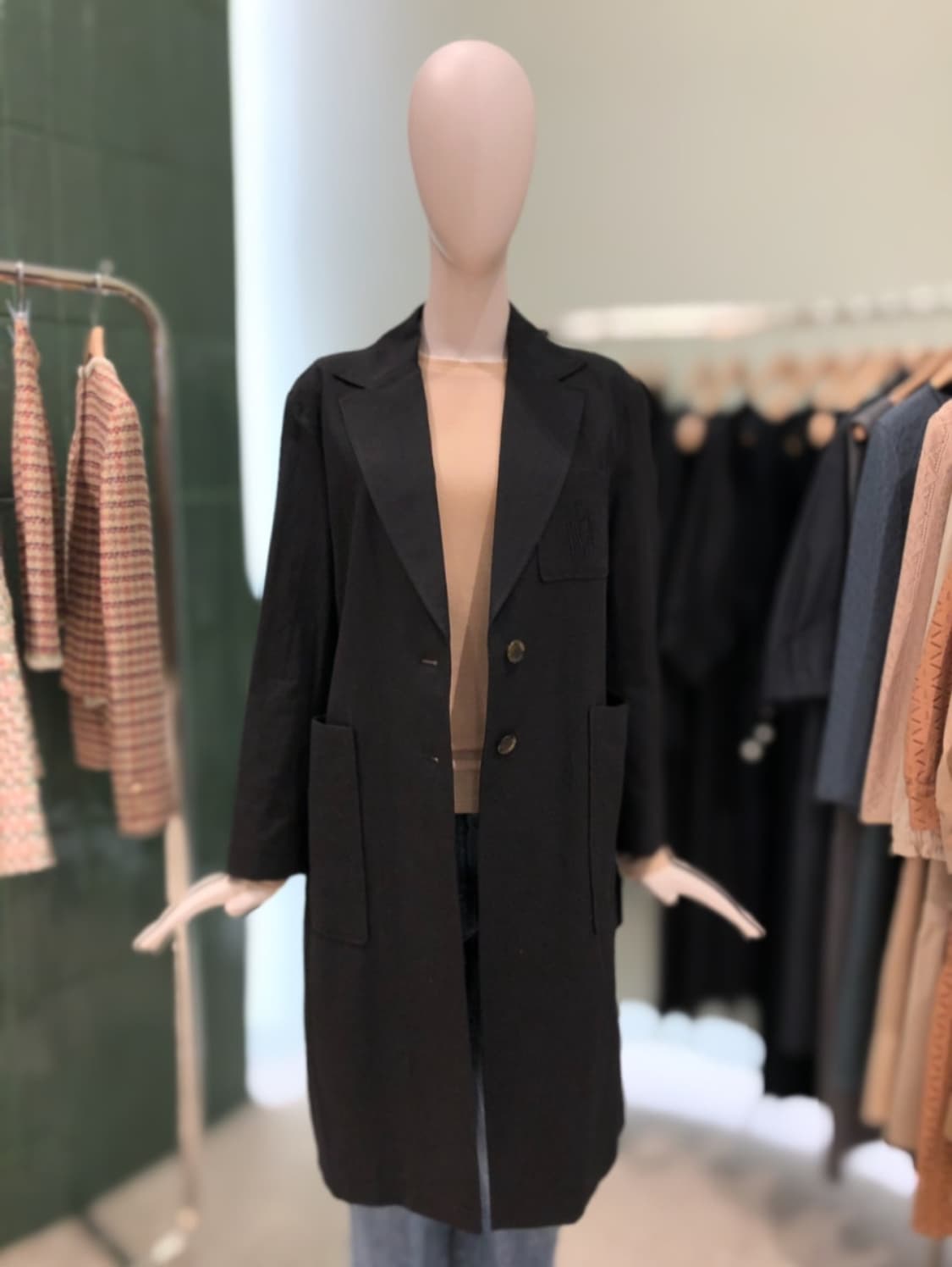 듀엘 포켓 레터링 린넨 롱자켓 55사이즈 상품이미지1