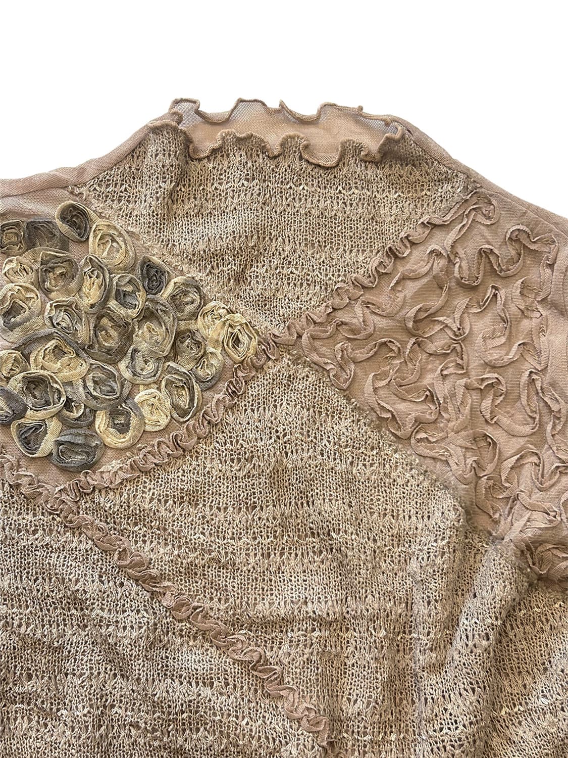 Textured mesh&smocked top   상품이미지2