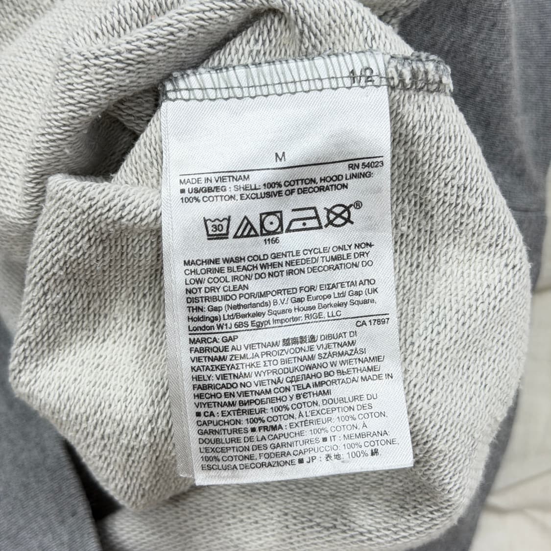 GAP 빈티지 스펠로고 성조기 후드티 그레이 M 상품이미지5