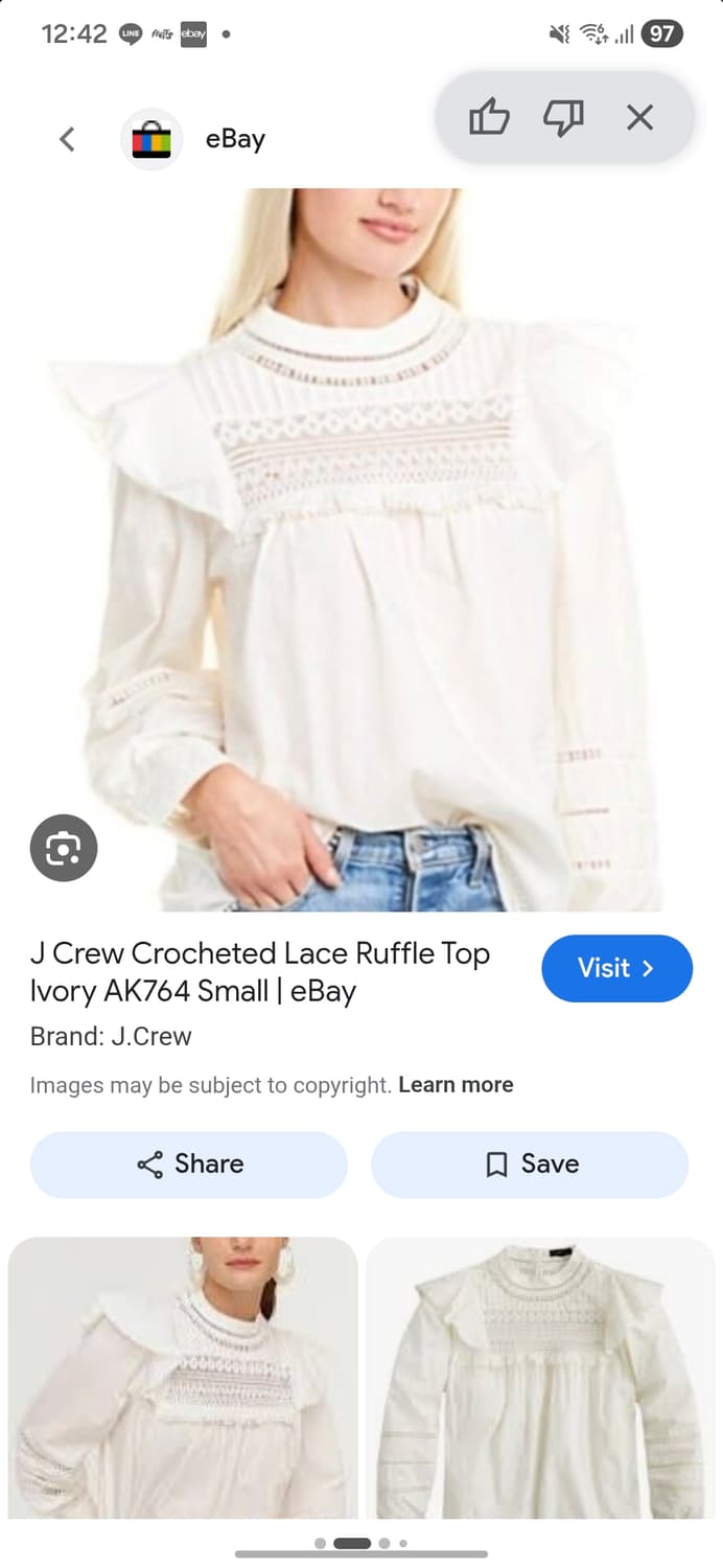 J.CREW 아이보리 레이스 프릴 블라우스 상품이미지10