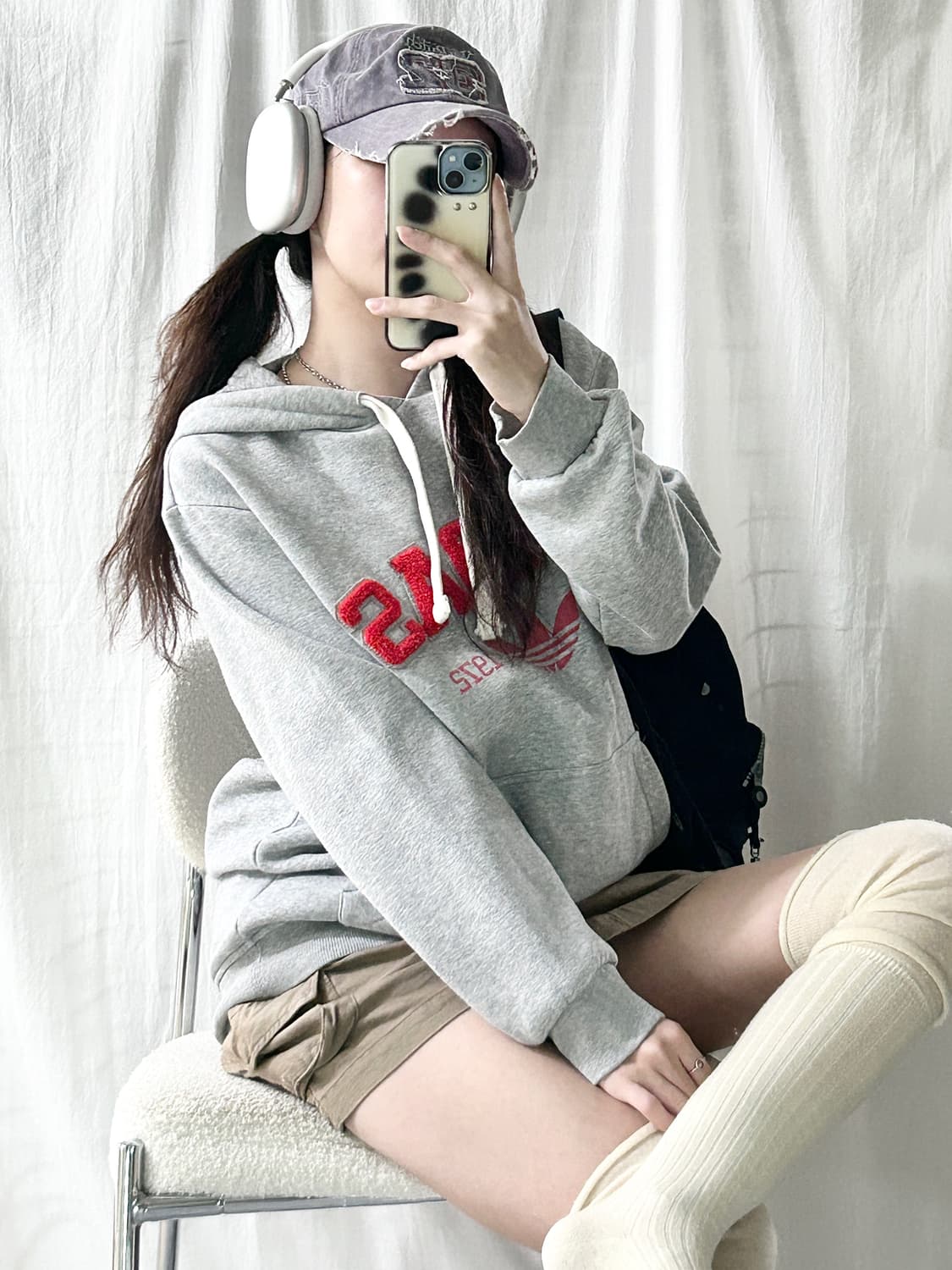 아디다스 부클로고 그레이 후드 상품이미지1