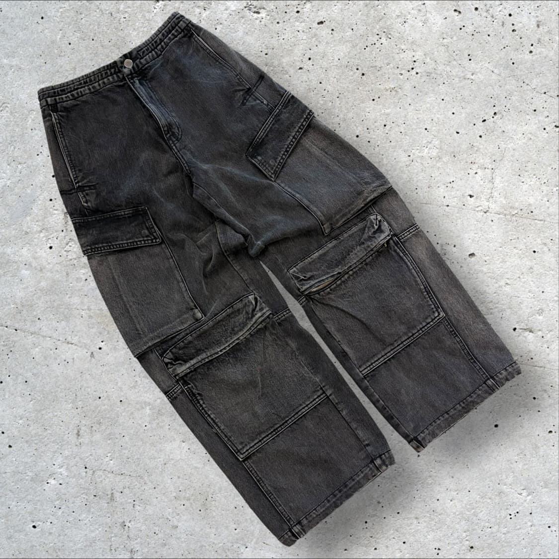 [76] 24FW 솔리드옴므 와이드 블랙 데님 카고 바지 팬츠 D329 상품이미지1