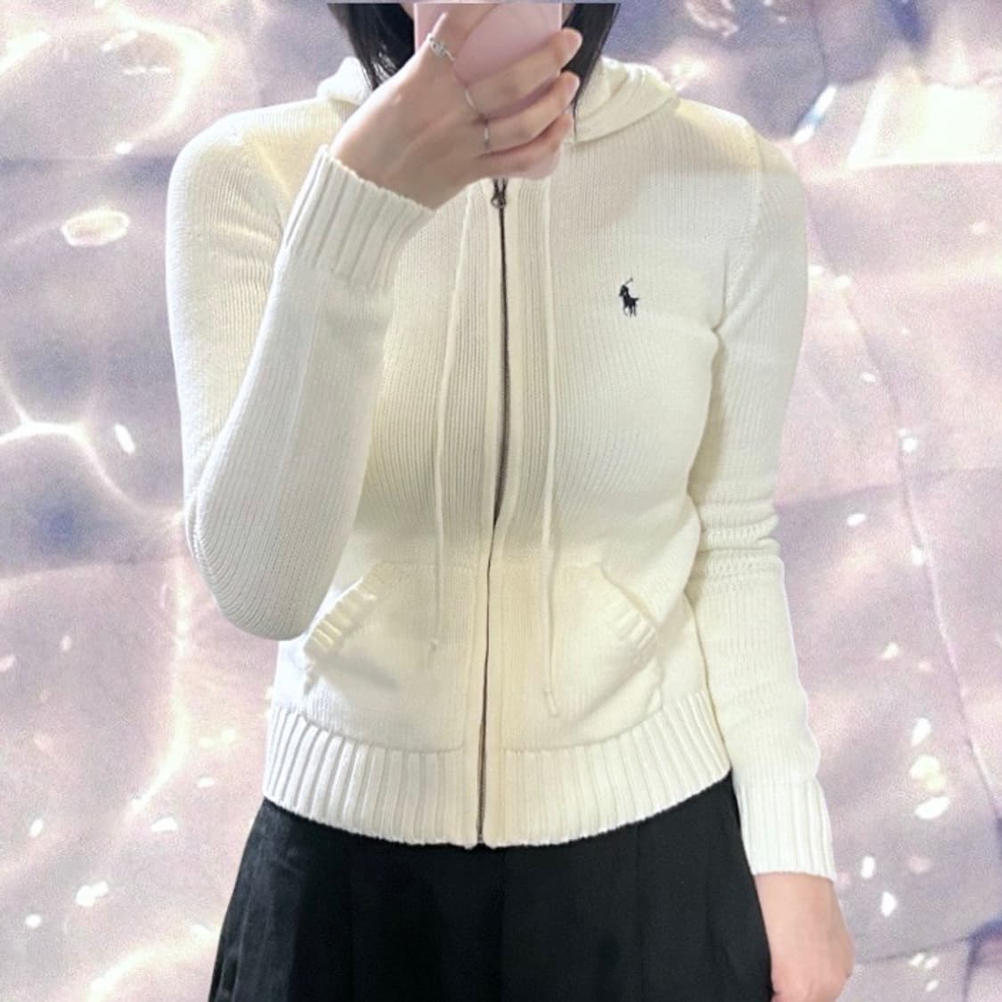 폴로 랄프로렌 니트 후드집업 화이트 아이보리 XS  상품이미지3