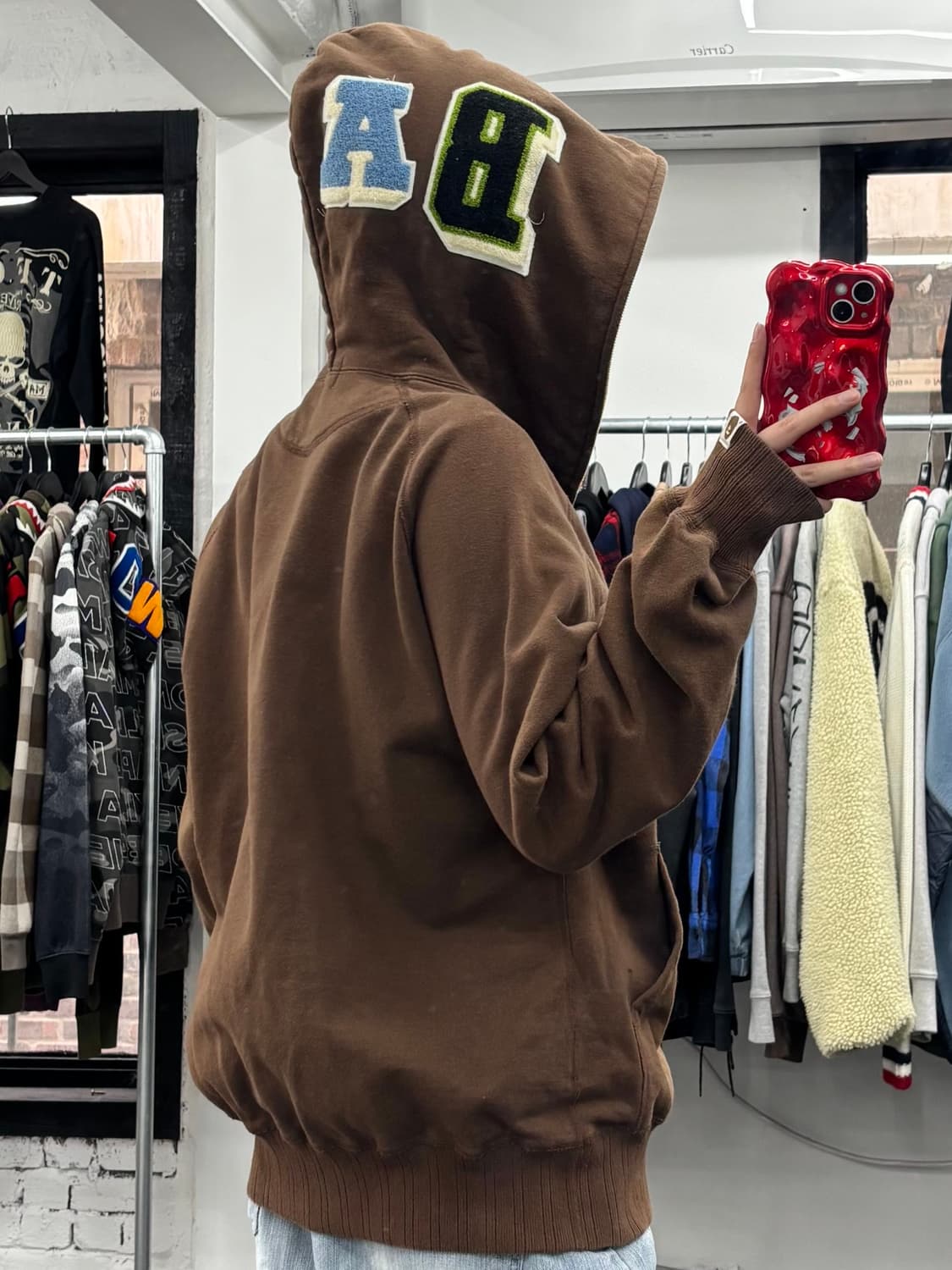 베이프 브라운 스타 투웨이 후드집업 상품이미지6