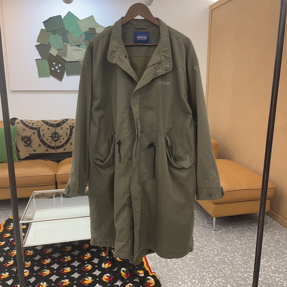 아웃도어프로덕츠 빈티지 말차카키 롱 야상 자켓 M C07227 상품이미지3