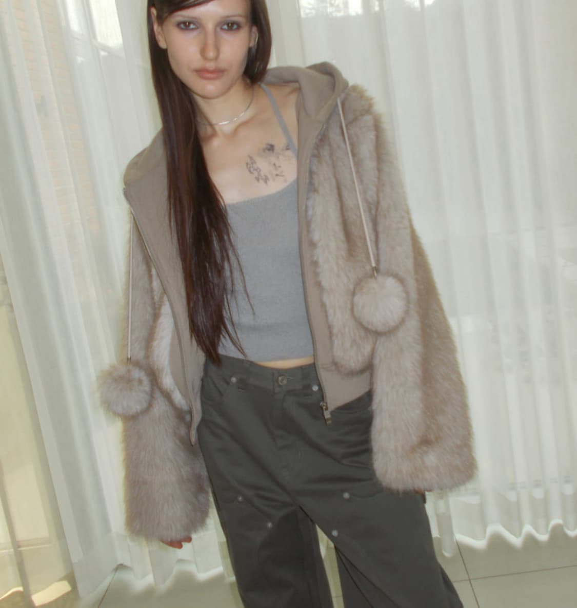 MIXED FUR HOODED JUMPER [BEIGE] 상품이미지1