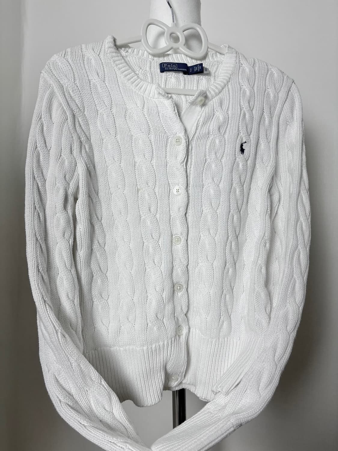 폴로 케이블 가디건 화이트 (신형) 상품이미지5