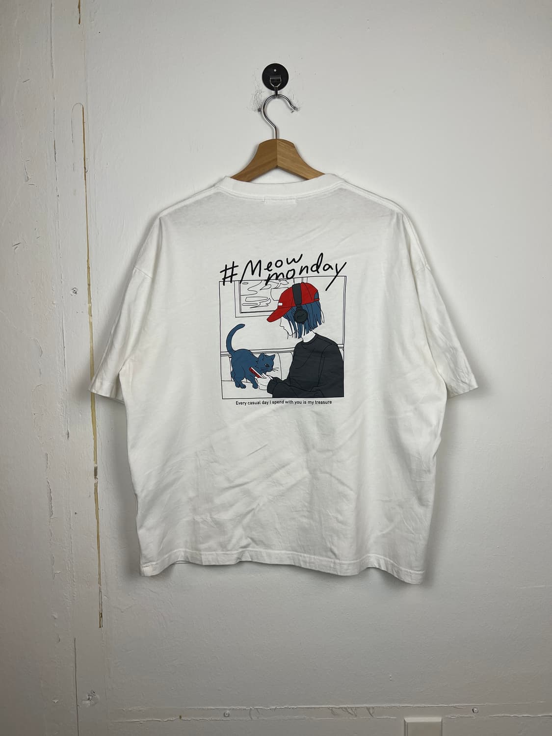 T247 WEGO 흰색 프린팅 티셔츠 L 상품이미지2