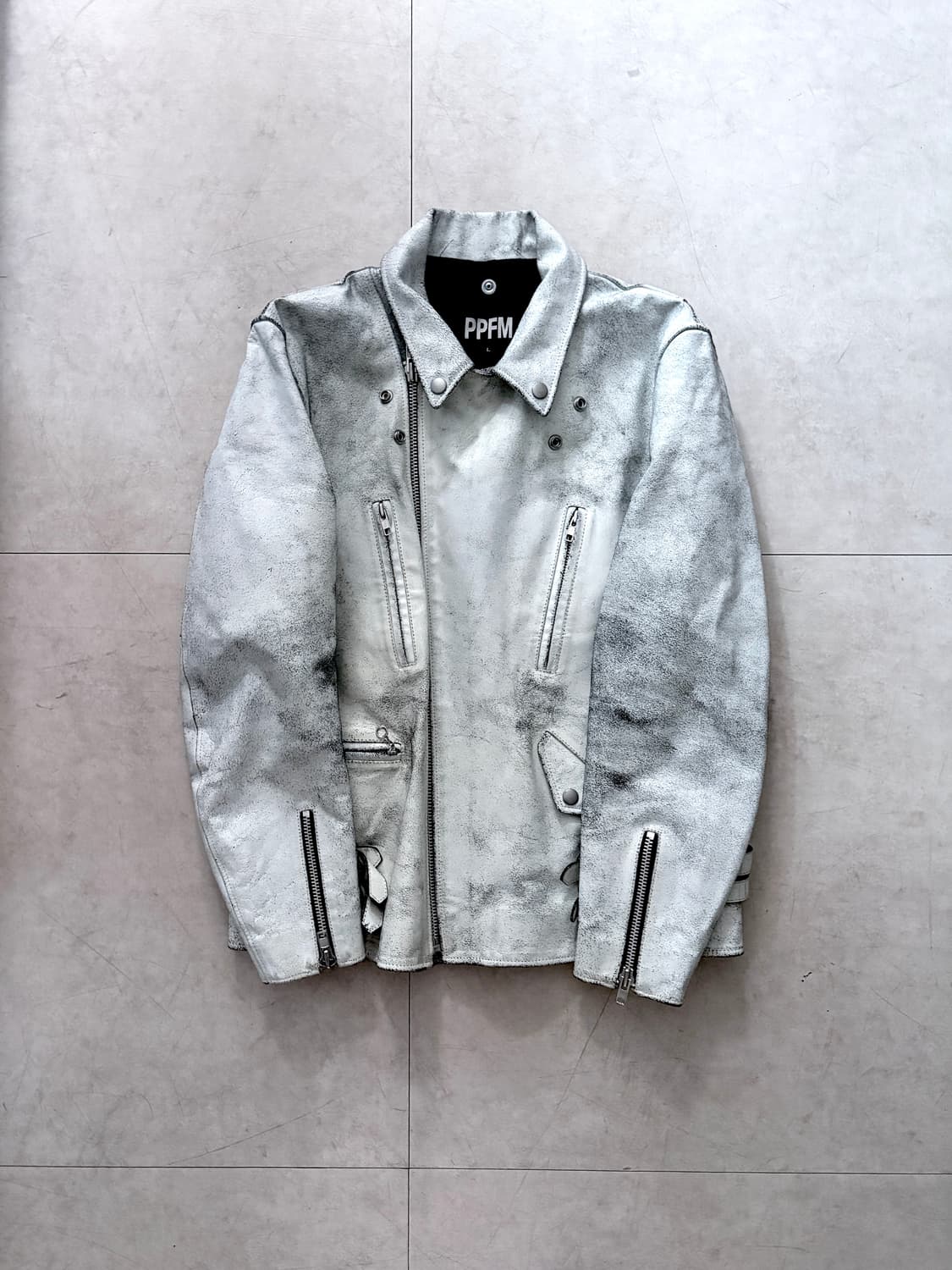 Y2K PPFM Distressed Leather Rider Jacket 상품이미지1