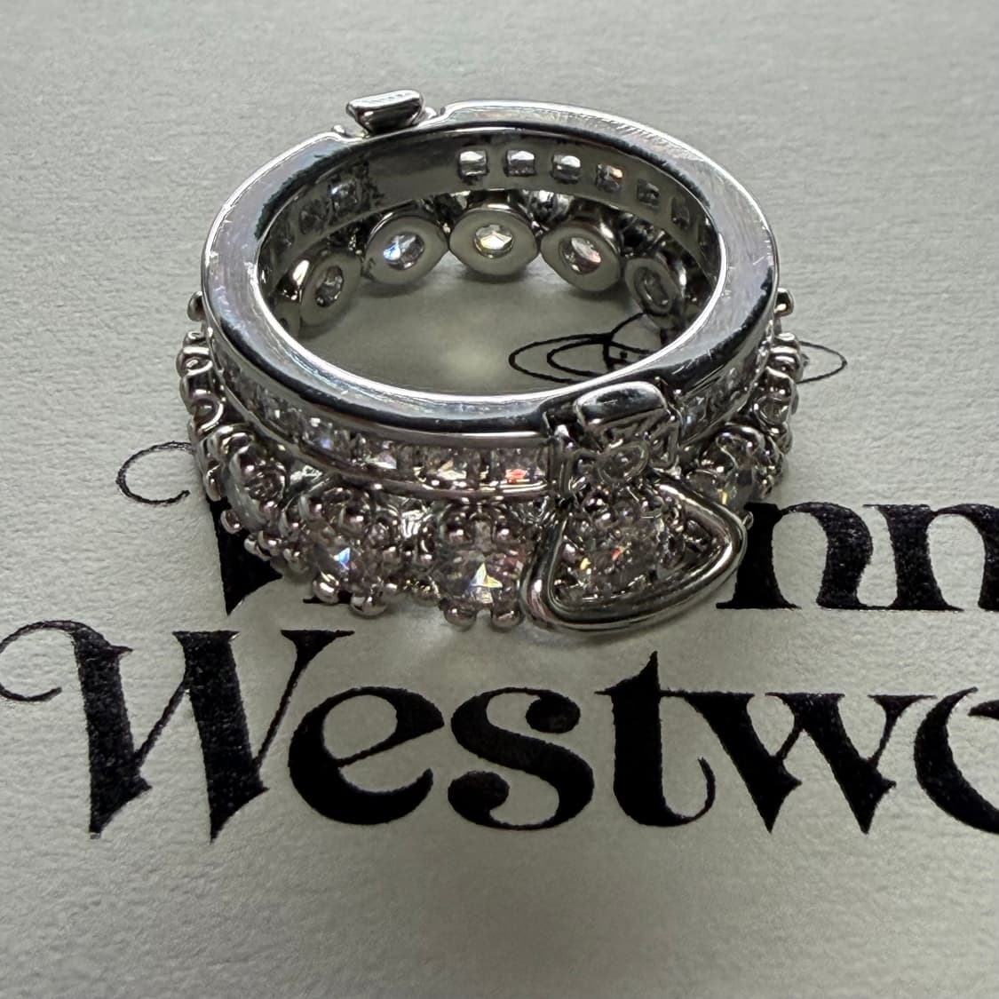 비비안웨스트우드 아카이브 크리스탈 큐빅 orb 2단 레이어링 반지 상품이미지1