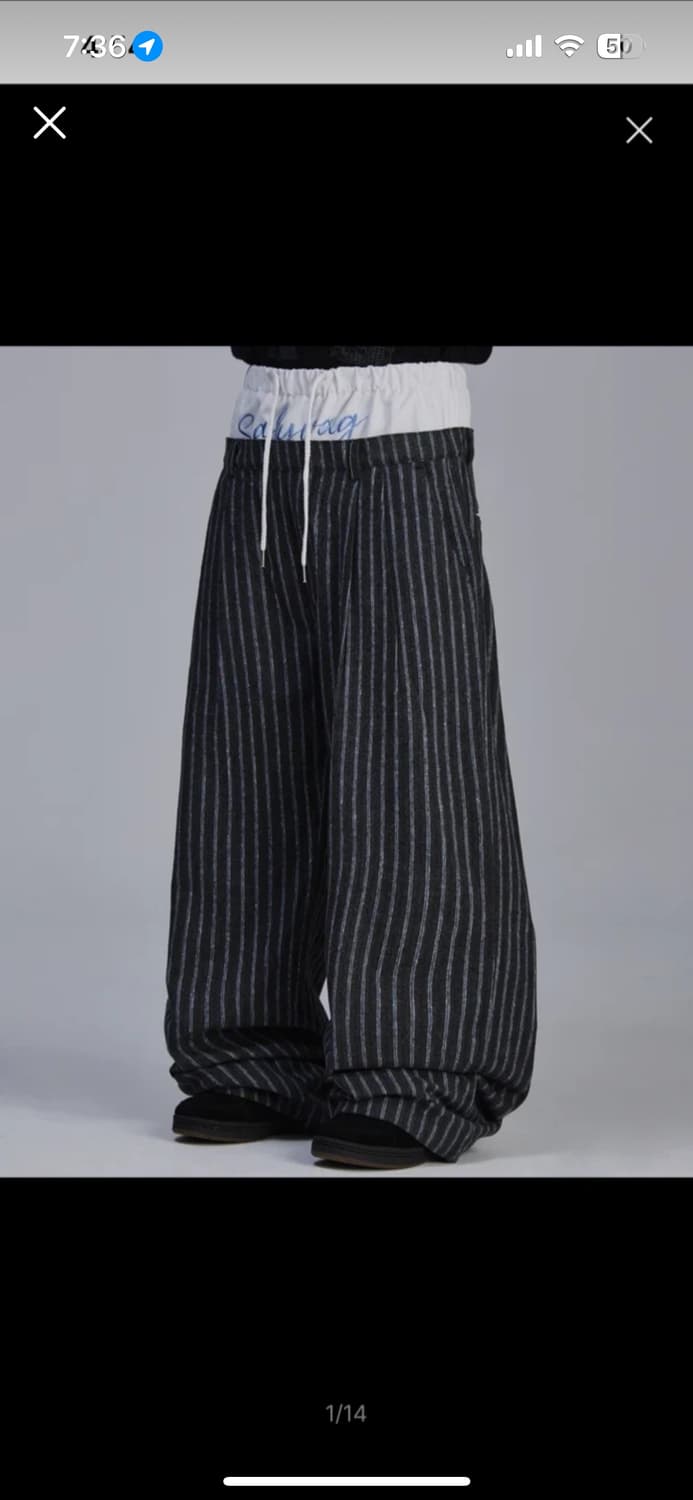 스켈리웩 새깅 스트라이프 슬랙스 L 상품이미지1