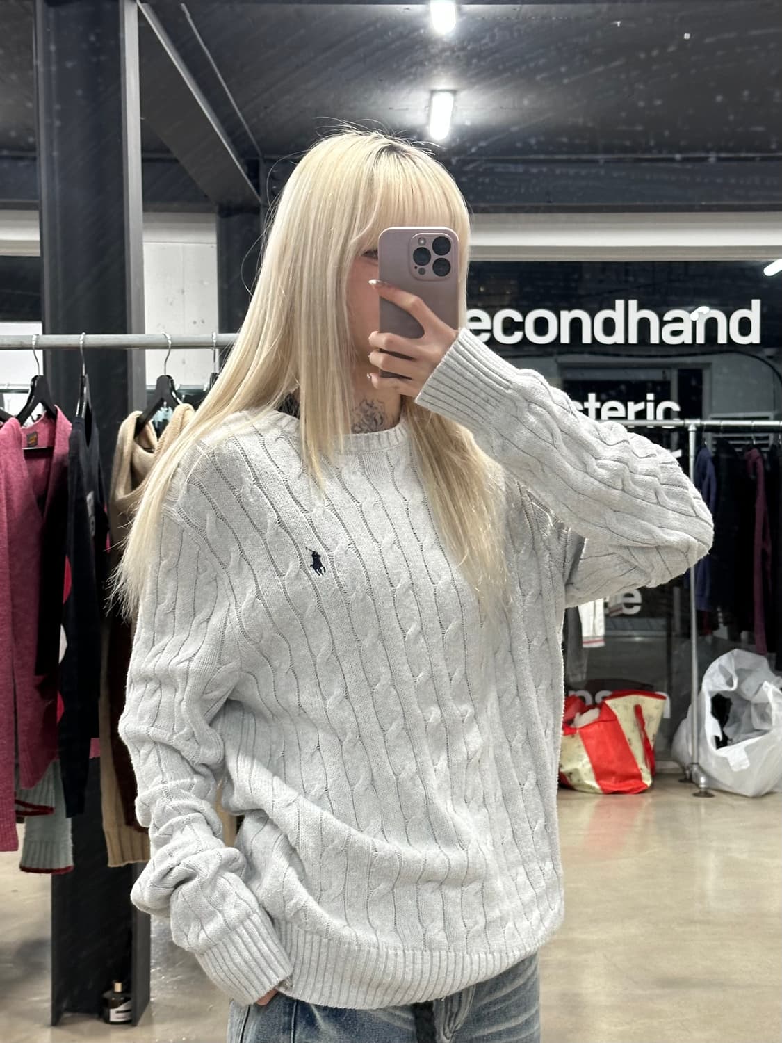 폴로 랄프로렌 그레이 케이블 니트 스웨터 상품이미지3