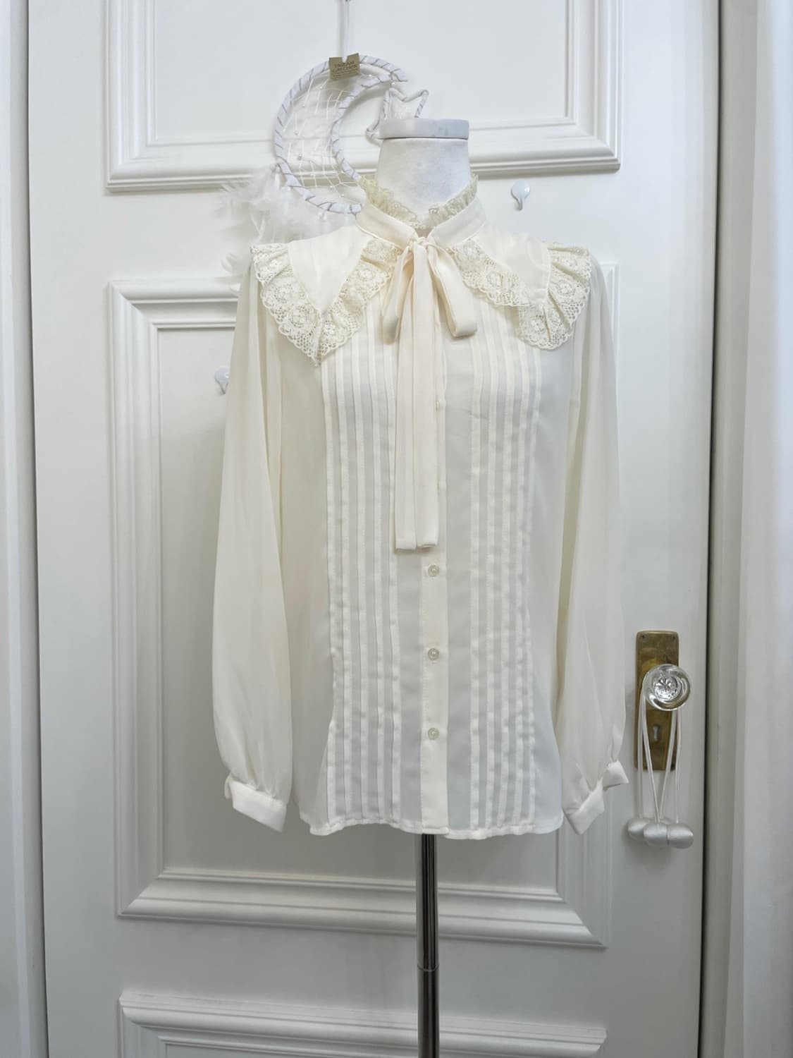 LODISPOTTO ivory pink brown check lace l 상품이미지8