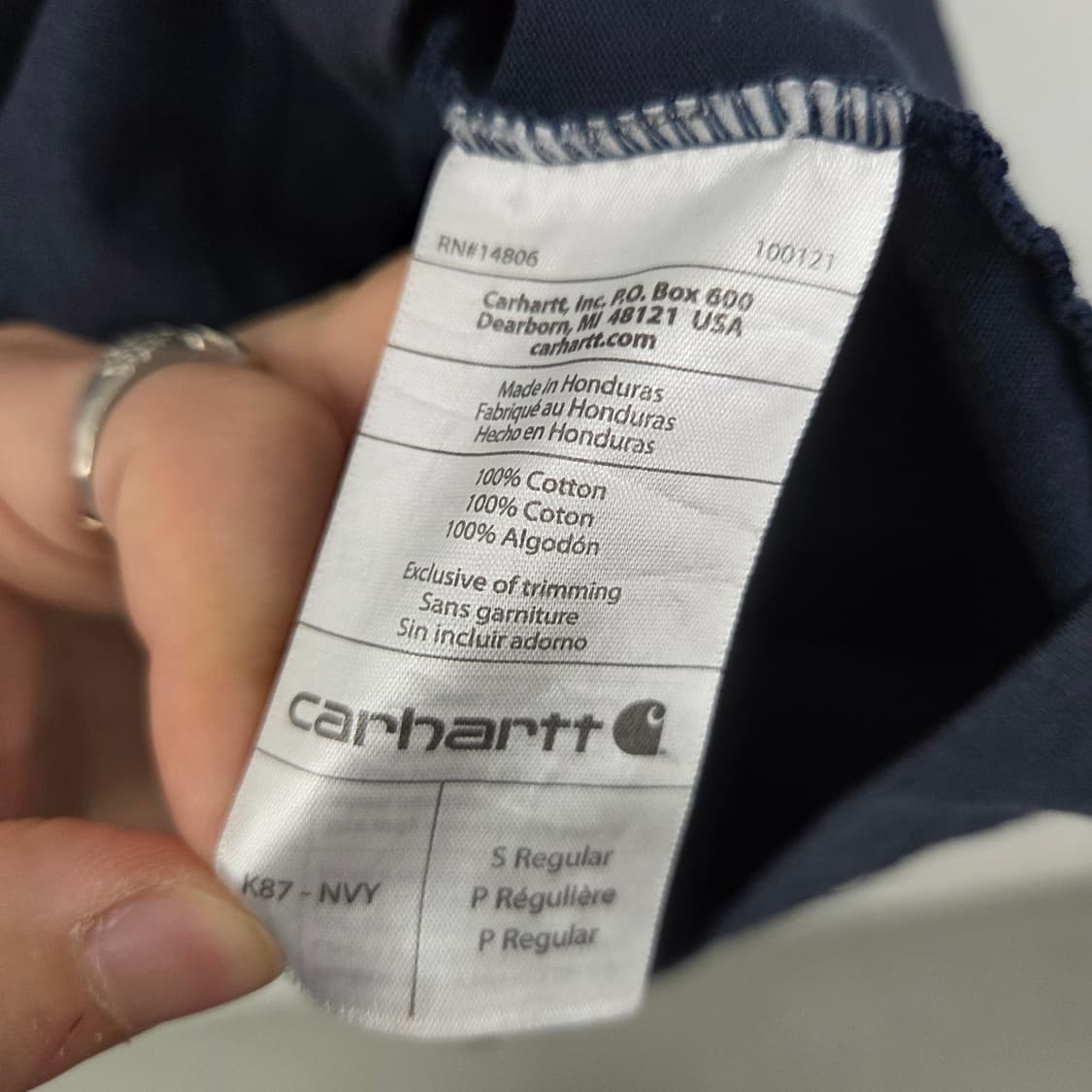 칼하트 포켓 반팔 티셔츠 네이비 남s 상품이미지5