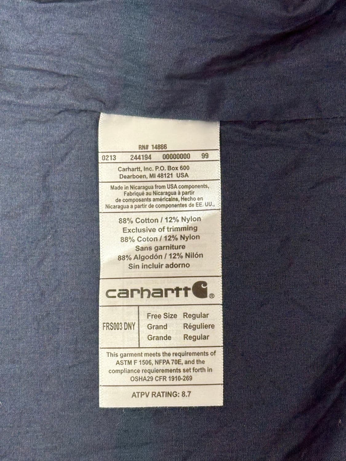 칼하트 네이비 오버핏 트랙 바람막이 블루종 자켓 상품이미지8