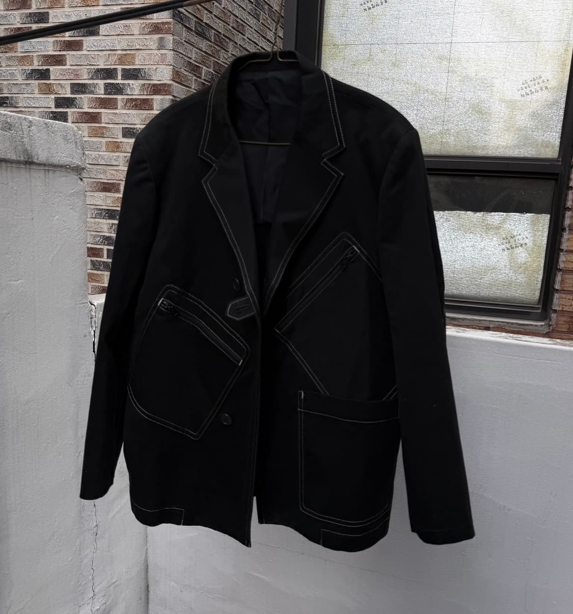 요지야마모토 몰스킨 비대칭 포켓 지퍼 스티치 블레이저 자켓 상품이미지9
