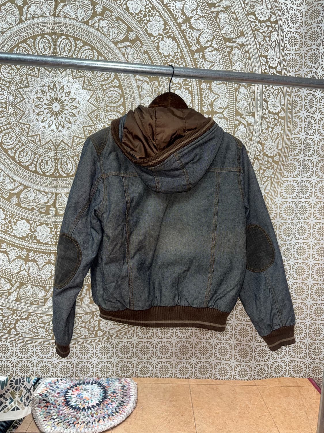 빈티지 여성 엘보패치 후드 블루종 자켓  상품이미지7