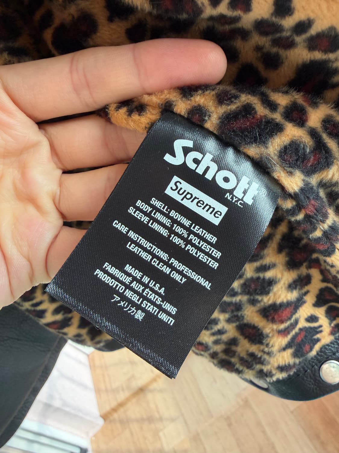 슈프림 쇼트 24FW 레더 레이서 자켓 블랙 L 상품이미지3