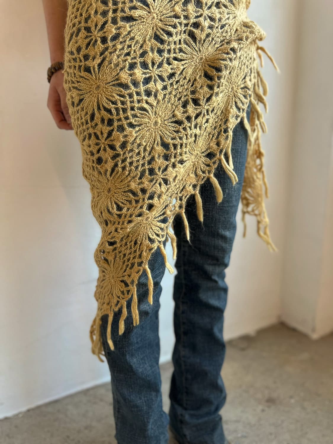 Muted Yellow Floral Crochet Muffler 0277 상품이미지3