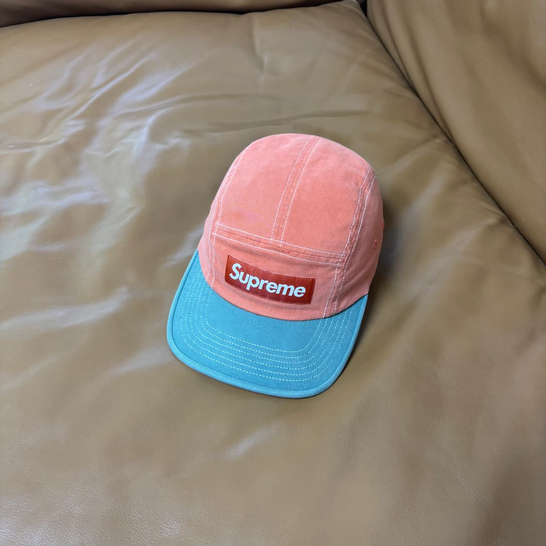 Supreme 슈프림 22ss 투톤 트윌 오렌지 모스그린 캠프캡 모자 상품이미지1