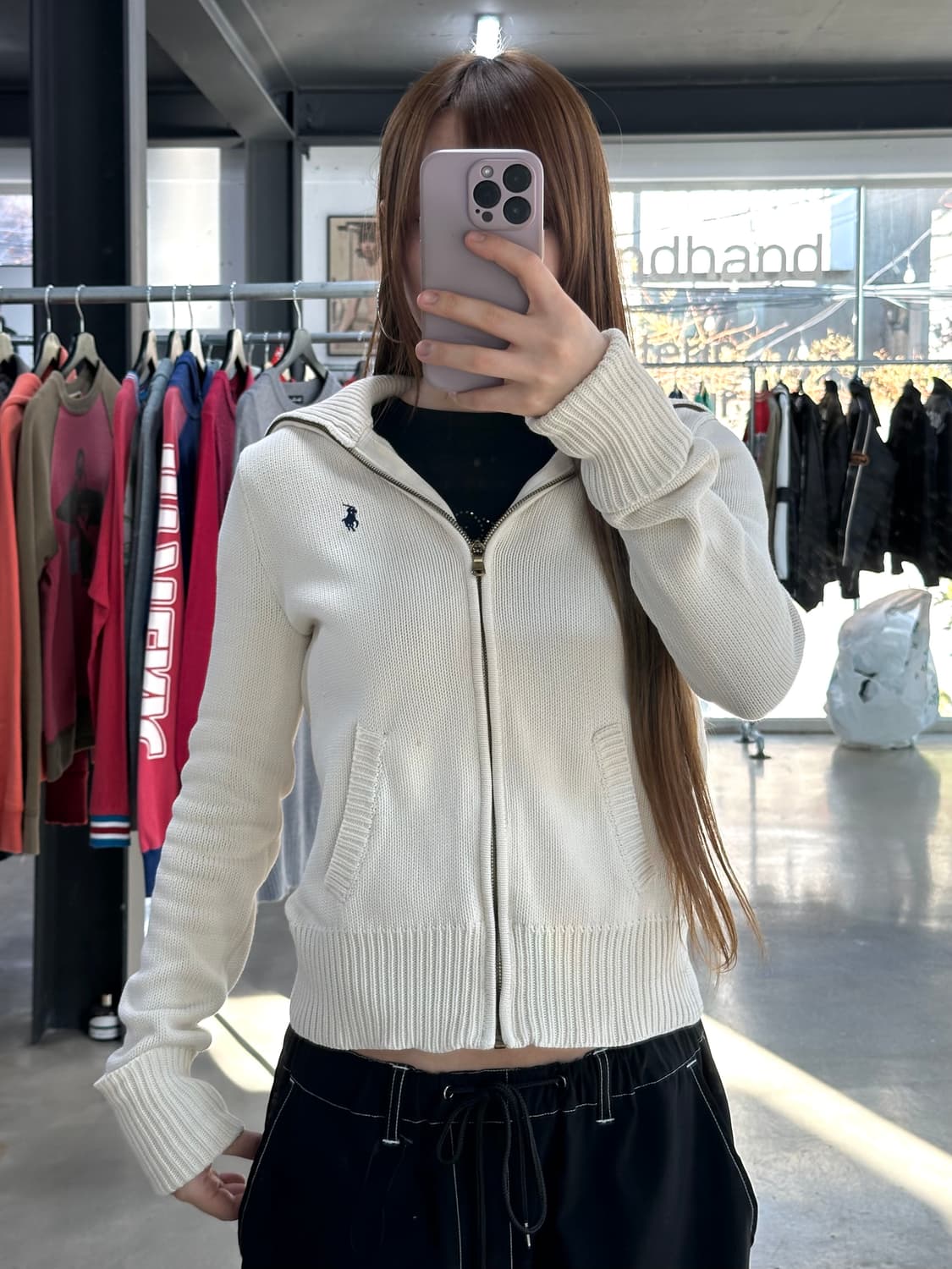 폴로랄프로렌 하이넥 니트집업 크림베이지 상품이미지3