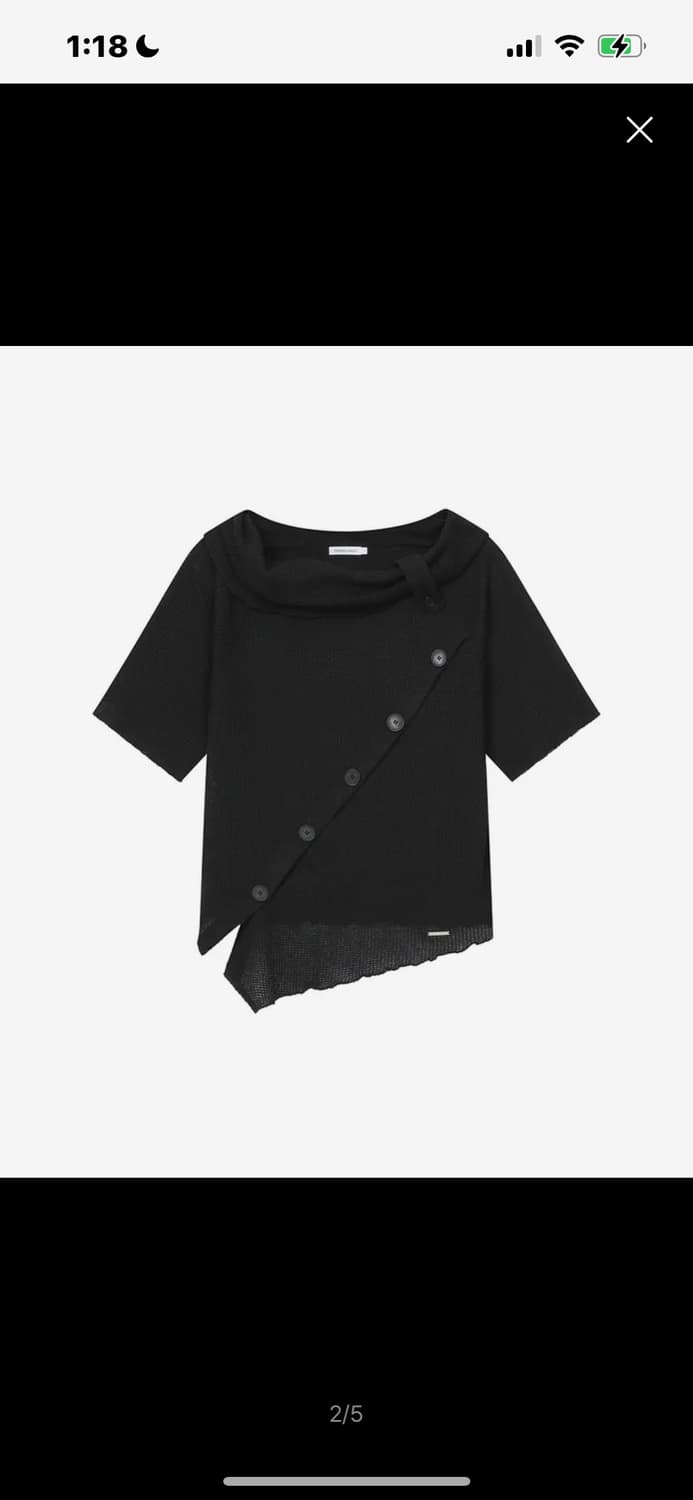 미세키서울 Diagonal crochet knit top BLACK레이 상품이미지1
