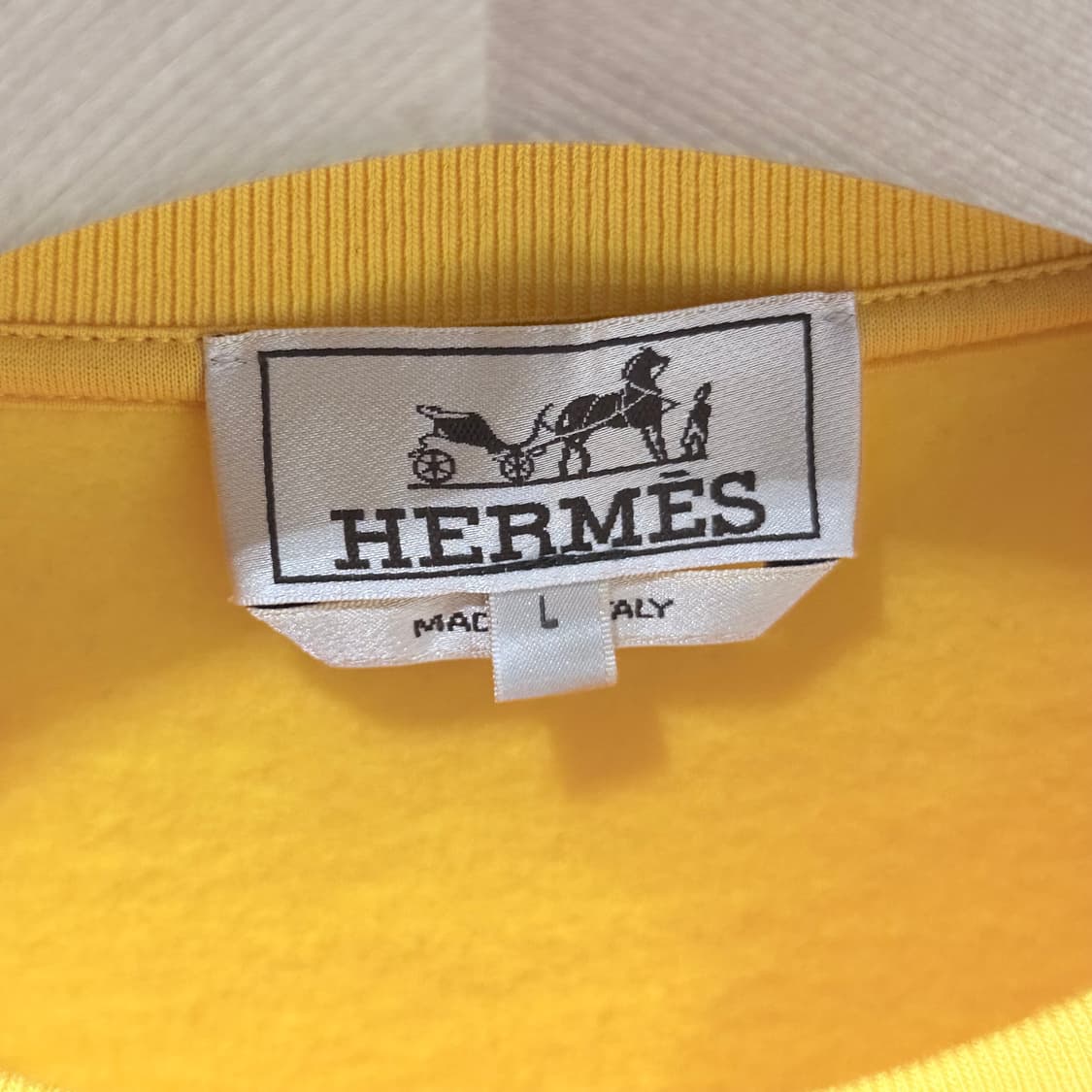 (A+/L) / 에르메스 홀스 레더 가죽 패치 스웨트셔츠 맨투맨 옐로우 상품이미지4