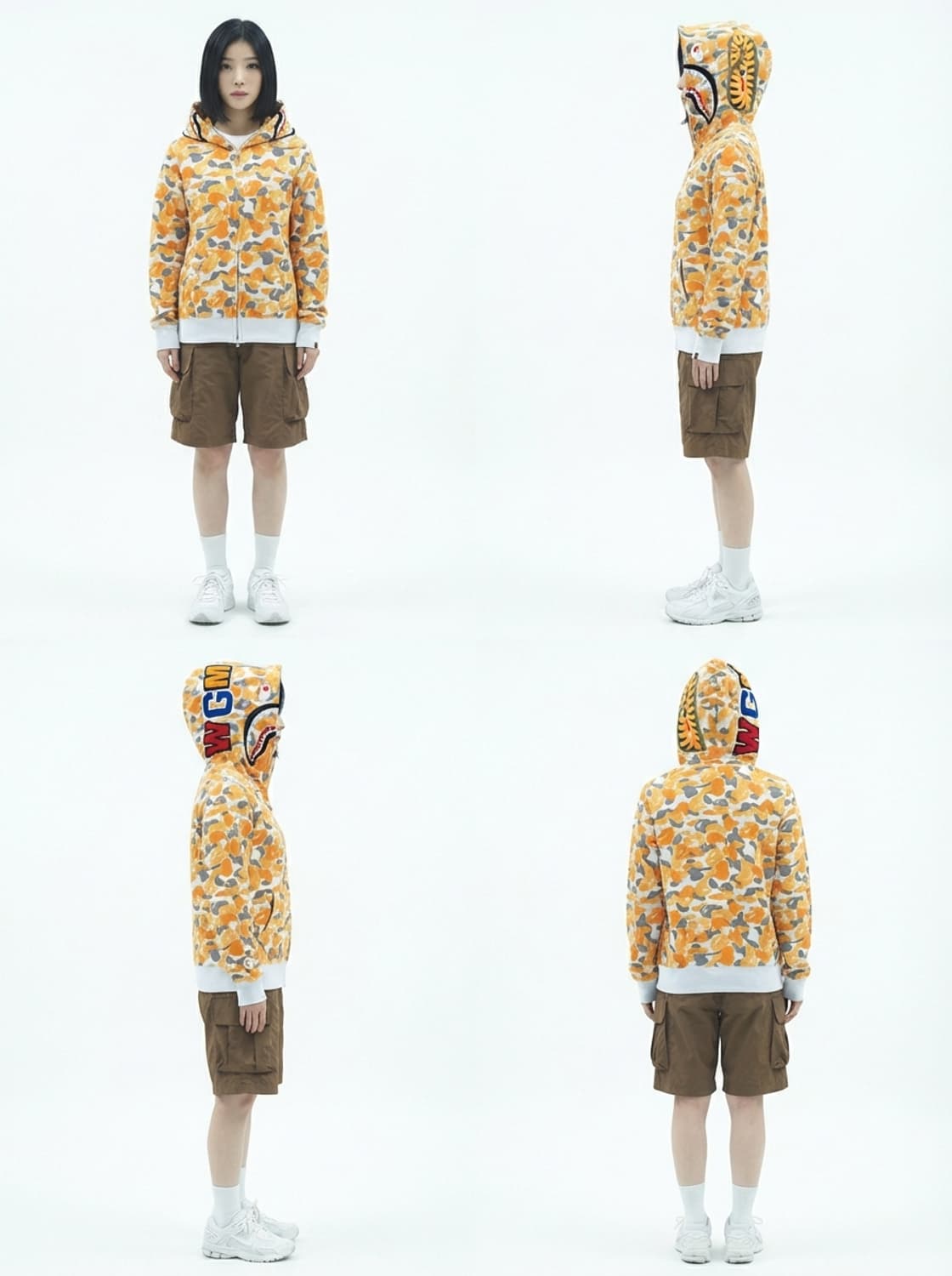 BAPE 샤크 풀집업 후드 (오렌지 카모) 상품이미지3