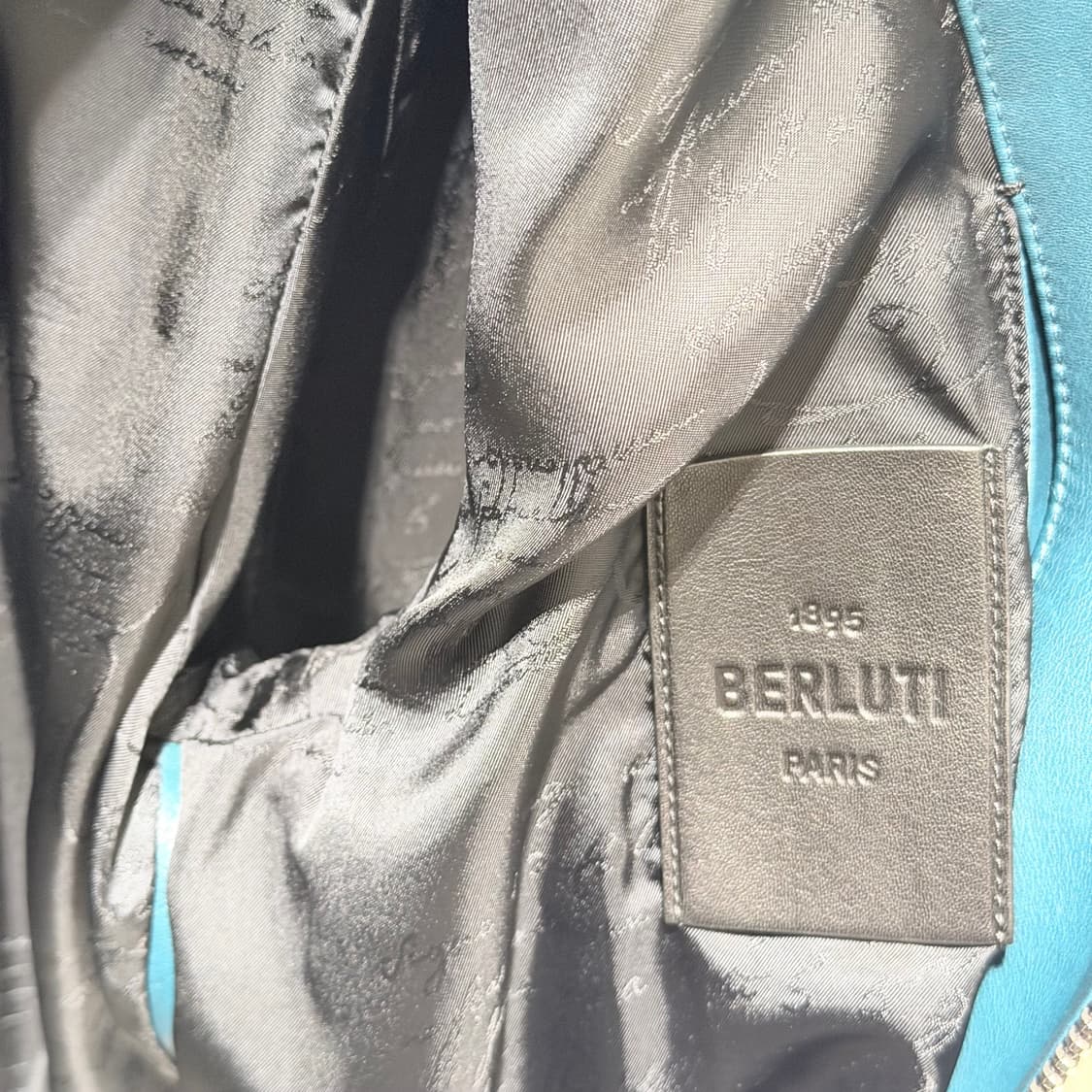 (S+/50) / 벨루티 파티나 송아지 가죽 블루 레더 자켓 상품이미지7